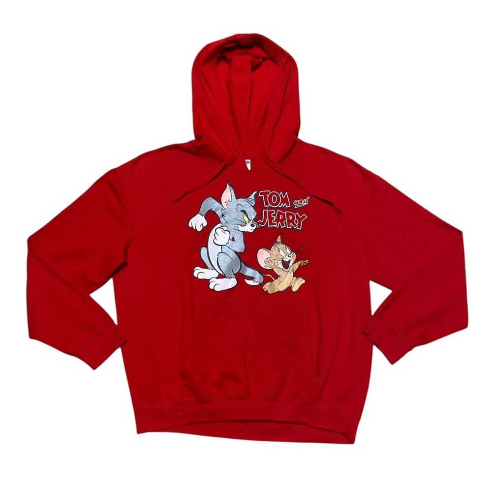 Tom And Jerry Sweatshirt Women’s XXXL Red Casual Pullover Hoodie Long Sleeve Top